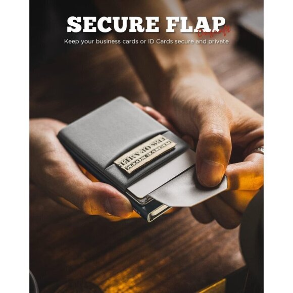 Men Grey Minimalist Card Wallet Card Holder Pop Up with Money Front Credit Card - Picture 3 of 7